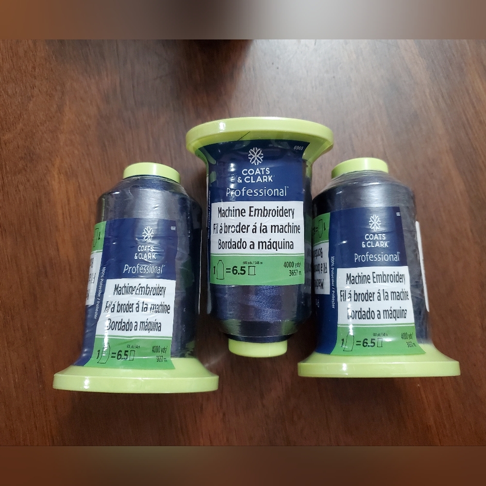 NWT 3 Spools Of Navy Coats & Clark Professional Machine Embrodery Tread